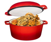 Casseroles veloutées 2 en 1 en fonte émaillé, double poignée, ustensile de cuisine