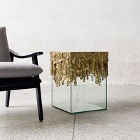 Table basse moderne et créative en laiton, style luxe léger, motif goutte d'eau, pour villa, chambre, salon, table d'appoint