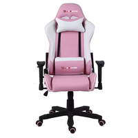 Chaise de jeu ergonomique pivotante moderne en cuir PU rose pour enfants, pour PC et ordinateur
