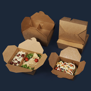 Kraftpapier-Lunchbox Einweg-Verpackungsbox für Außer-Haus-Verkauf Gebratenes Hähnchen/Grillfleisch/Salat/<span class=keywords><strong>Bento</strong></span> Verpackungsbehälter - Product Image 3