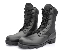 Chaussures en cuir imperméables noires de haute qualité avec tige en cuir et en toile Oxford, bottes tactiques de sécurité à tige haute pour hommes