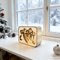 Décoration de Noël en bois découpé au laser style art populaire, multi-couches superposées, lumières LED, contreplaqué écologique, forme personnalisable