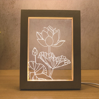 Lampe de nuit LED 3D à illusion d'optique personnalisée avec impression UV, cadre photo en acrylique DIY avec base en bois massif et acier inoxydable