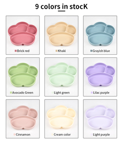 Plato de silicona con divisiones para niños, bandeja de alimentación con forma irregular en colores rosa, azul y verde. - Product Image 6
