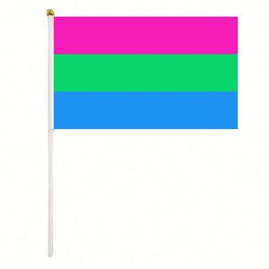 14x21cm Event or Festival High Quality Custom Polyester Polysexuality Pride <b>Flag</b> Hand Waving <b>Flag</b> - Product Image 1