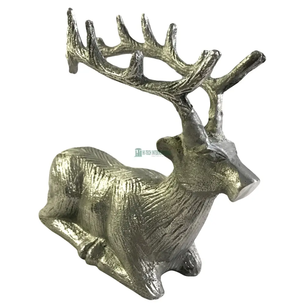 Pezzo da esposizione di renne Decorative-metallo-alluminio-argento-animale-fatto a mano-antico-decorazione natalizia-all'ingrosso