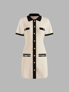 Abito Estivo Lavorato a Maglia con Bottoni di Perle per <span class=keywords><strong>Donna</strong></span>, Vestibilità Slim, Produzione Personalizzata OEM ODM - Product Image 2