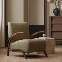Canapé de salon léger en laine d'agneau au design créatif et de luxe Chaise de salon simple et profonde Chaise de loisirs avec cadre en acier au carbone