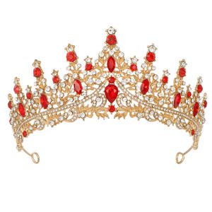 تاج زفاف أميري رخيص بالجملة، إكسسوارات شعر للفتيات، تاج مرصع بالكريستال والأحجار الكريمة بألوان متعددة، مصنوع من سبائك معدنية - Product Image 5