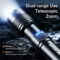 Lampe torche tactique SUPERFIRE F1-N 440LM étanche et zoomable, corps en aluminium, rechargeable par USB, faisceau de 345 m, 4 LED, EDC, extérieur