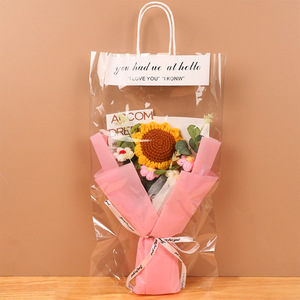 ช่อดอกไม้โครเชต์แฮนด์เมด รูปดอกกุหลาบและดอกทานตะวัน สำหรับวันเกิดแฟนสาว วันแม่ หรือมอบให้คุณแม่ - Product Image 1