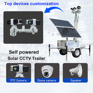 Tour de sécurité mobile CCTV standard US/UE, remorque de surveillance alimentée par énergie solaire 2x450W pour la sécurité des parkings extérieurs - Product Image 2