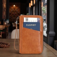 Portefeuille de voyage Boshiho multifonctionnel en cuir PU, porte-cartes d'identité, pochette de poignet portable et minimaliste, 7 pouces, 90g, pour la famille