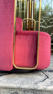 Sillón Giratorio de Terciopelo de Lujo, Moderno, para Sala de Estar, con Estructura de Metal Dorado Cepillado, Personalizable - Product Image 2