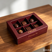 Boîte à tiroir en papier pliable avec logo personnalisé, dorure à chaud, 10 fenêtres, pour bonbons, chocolats et macarons, idéale pour les pâtisseries