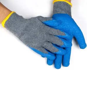 Güçlü kavrama kırışıklık lateks kaplı nefes örme geri eldiven işçi el koruma inşaat koruyucu eldiven iş erkekler için