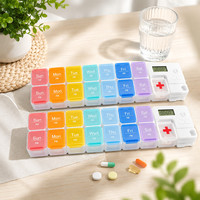 Distributeur de médicaments quotidien, organiseur de pilules 7 jours, boîte à pilules hebdomadaire avec rappel et alarme, pour vitamines, huiles de poisson, et autres médicaments.