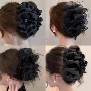 Vente en gros de pinces à cheveux en tulle multicouche surdimensionnées multicolores, grandes pinces à mâchoires antidérapantes, accessoires pour cheveux de mariée - Product Image 2