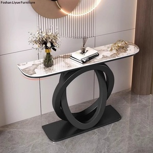 <span class=keywords><strong>Console</strong></span> d'entrée de style italien moderne et simple, multifonctionnelle, en pierre, avec un design semi-rond - Product Image 3