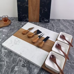 Juego de Tablas de Charcutería de <span class=keywords><strong>Madera</strong></span> de Acacia y Mármol, 11 Piezas, Tabla para Servir Quesos, Tabla para Aperitivos con Accesorios - Product Image 2