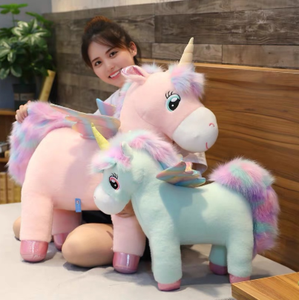 Campione gratuito gigante 30 ~ 80 centimetri Unico Incandescente Ali Unicorno giocattolo Della Peluche/Gigante Unicorno Peluche Fluffy Capelli fly Cavallo Giocattolo - Product Image 3