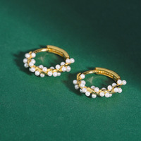 Boucles d'oreilles créoles Mlluki élégantes en argent sterling 925, bijoux fins de mariage, design cercle rond, guirlande de perles, pour femmes