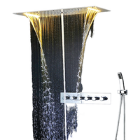 Ensemble de douche thermostatique de luxe pour salle de bain d'hôtel, en laiton poli, multifonction, avec robinets chaud/froid apparents et douche pluie 6 poignées en céramique