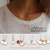 Kalung Multi Disc EManco Custom Engraved dari Baja Anti Karat Warna Emas/Perak 14K, Penjualan Langsung Pabrik, Hadiah Personal