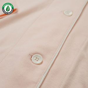 Custom Long Sleeves 100% Organic Cotton Women'S Pajamas Sets, <b>Button</b> <b>up</b> Long Pants Sleepwear <b>Pyjamas</b> Sets for <b>Ladies</b> - Product Image 3