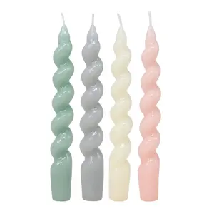 2PCS Romantic Dinner Decoration Candle Unscented Paraffin Wax Colored Spiral Taper Candles Wholesale