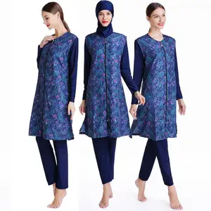 Latest Design Muslim Women Swimwear Cover Up three pieces Swim Wear Muslim Islamic Swimming Suit