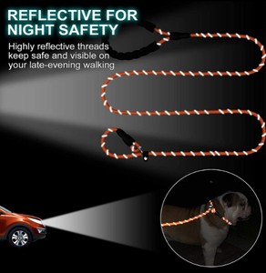Slip Control No <strong>Pull</strong> Dog <strong>Leash</strong> 7FT 1/2 Inch Leather Nylon Rubber Solid Quick Release for Dogs All Seasons Orange - Product Image 5