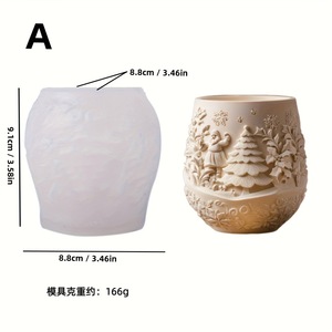 Christmas Relief Jar <b>Mold</b> Silicone DIY Plaster <b>Candle</b> <b>Mold</b> For Craft Supplies - Product Image 4