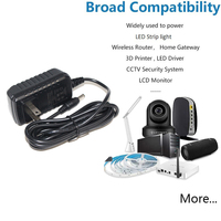 Alimentation à découpage 12V DC 1A à 2 broches américaines avec câble de 1,2m 50/60Hz de marque KC pour caméra de vidéosurveillance