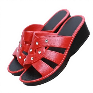 Women's High Heel Open Toe Slippers Spring Summer Thick Sole Rubber Insole Soft Bottom Wedge <b>Sandals</b> Mother Shoes - Product Image 2