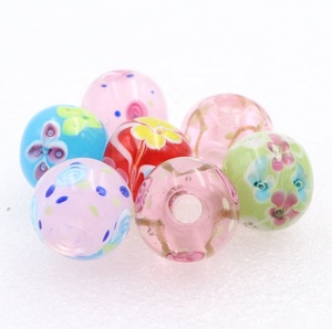 Vente en gros de 5mm plein trou fleur perles focales faites à la main 20mm rond cristal perles de verre au chalumeau pour le Japon <span class=keywords><strong>Kimono</strong></span> perles de ceinture - Product Image 4