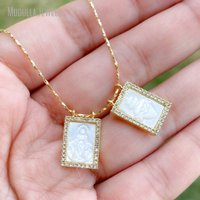 Collier scapulaire en nacre NM53855, médaille scapulaire de la Vierge, bijoux religieux, collier de la Vierge Marie, cadeau catholique pour maman