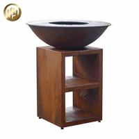 Table de foyer moderne portable de petite taille en acier Corten, surface antirouille très résistante, foyer pour bois de chauffage, cuisson extérieure, barbecue de jardin