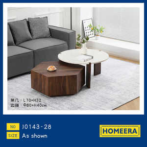 Set di Tavolini da Caffè Moderni in Legno Scuro e Bianco Crema, Combinazione in MDF per Arredamento Soggiorno - Product Image 3