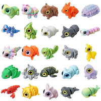 Lot de 25 mini-animaux imprimés en 3D avec yeux brillants et figurines articulées en ABS – Idéal pour les récompenses en classe (3 ans et plus) – Cadeau en gros
