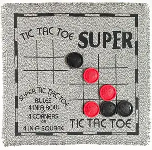 3 in 1 Hochwertiges Super Tic Tac Toe and Checkers Brettspiel aus gewebtem Stoff für Kinder und Erwachsene