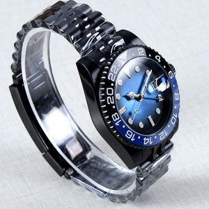 Montre automatique pour homme 40 mm avec mouvement NH34, logo personnalisé, verre saphir, étanche 10 bars, mécanique, noire - Product Image 3