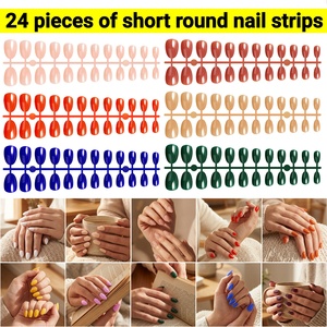 24 Uñas Postizas Cortas Redondas en Forma de Almendra, Uñas de Gel Sólido Transparente, Uñas Postizas de Alta Calidad para Arte de Uñas, Venta al Por Mayor - Product Image 1