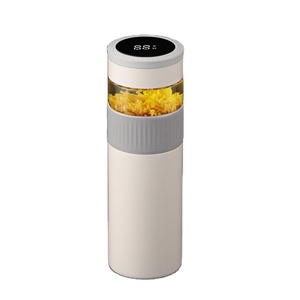 2021 Custom Logo Stainless Steel Vacuum Insulated Double Wall Tumbler <b>Reusable</b> Coffee Mug <b>Lid</b> 380ml Capacity Temperature Display - Product Image 1