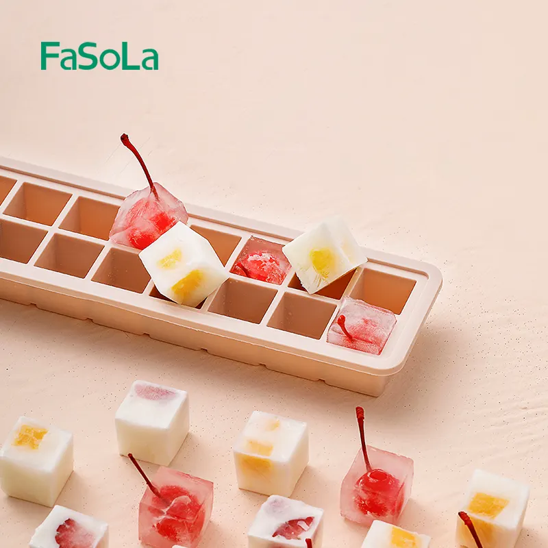 FaSoLa bac à glaçons carré en silicone avec couvercle monticule de boule de glace pour congélateur moule à crème glacée à 20 cavités avec couvercle