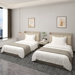 Ensemble de chambre à coucher commercial moderne et économique pour hôtels et appartements – Lit en bois durable et écologique avec têtes de lit rembourrées - Product Image 3