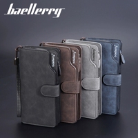 Dompet Panjang Pria Baellerry Vintage dengan Ukiran Nama, Kapasitas Besar, Tempat Koin, Penjepit Kartu, dan Penjepit Uang
