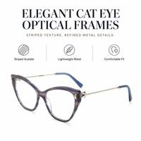 Monture optique moderne et tendance œil de chat en acétate et métal, légère, élégante, unique, de créateur, à la mode, pour le quotidien et le travail