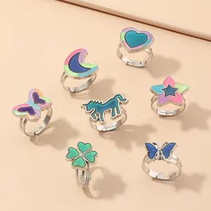 Mode-sieraden Nieuwe Stijl Pony Vlinder Ring Kleurrijke Verstelbare Ring Voor Vrouwen Accessoires 2021