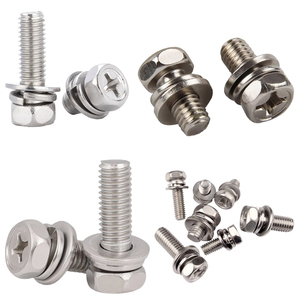 <span class=keywords><strong>Tornillo</strong></span> combinado M6 M4 niquelado, junta de correa de acero inoxidable galvanizado, pernos de almohadilla de tope, medición métrica cruzada hexagonal - Product Image 1